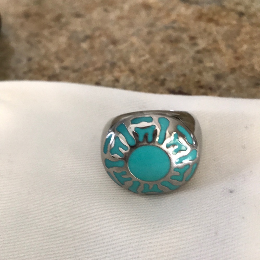 Turquoise and sterling silver statement ring